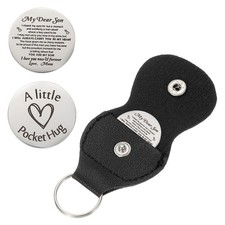 Pocket Hug Token with Leather Keychain, My Son