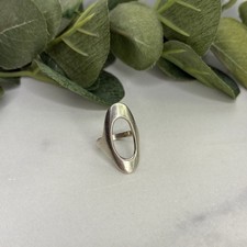 Vintage Sterling Silver Mexico Modernist Oval Cutout Ring Size 5.75