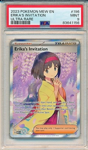 ERIKA'S INVITIATION 2023 POKEMON MEW 151 ULTRA RARE FULL ART #196 PSA 9 ENGLISH