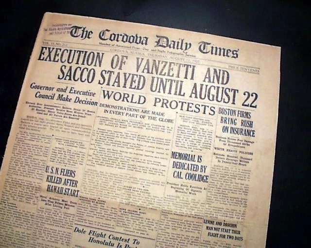 Nicola & Bartolomeo SACCO & VANZETTI Electric Chair Days Away 1927  Newspaper | eBay