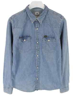 LEE Western Hemd Herren Denim MEDIUM Verblichen Blau Druckknöpfe