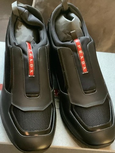 prada milano black trainers