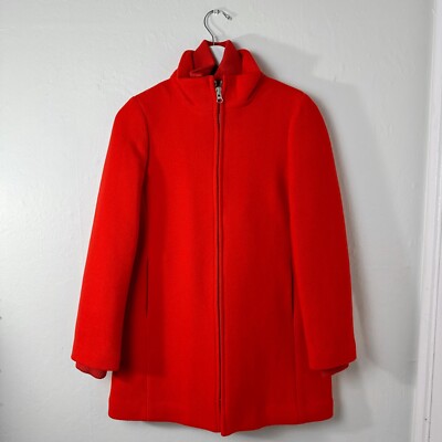 J Crew Cocoon Coat Size 2 Nello Gori Italian Stadium Cloth Wool Blood Orange