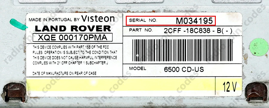 LAND ROVER RADIO PIN CODE DEFENDER DISCOVERY FREELANDER BECKER VISTEON M SERIES - Bild 3 von 4
