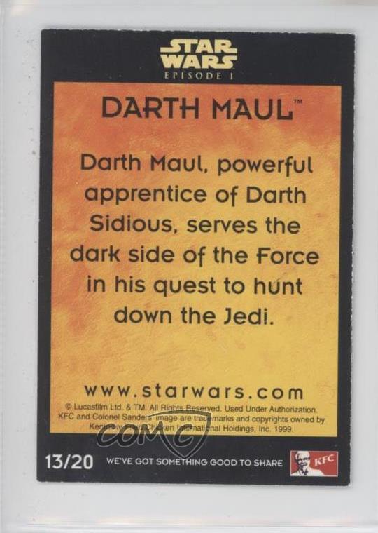 1999 KFC Star Wars Episode 1 UK Darth Maul #13 u1x - Picture 2 of 3