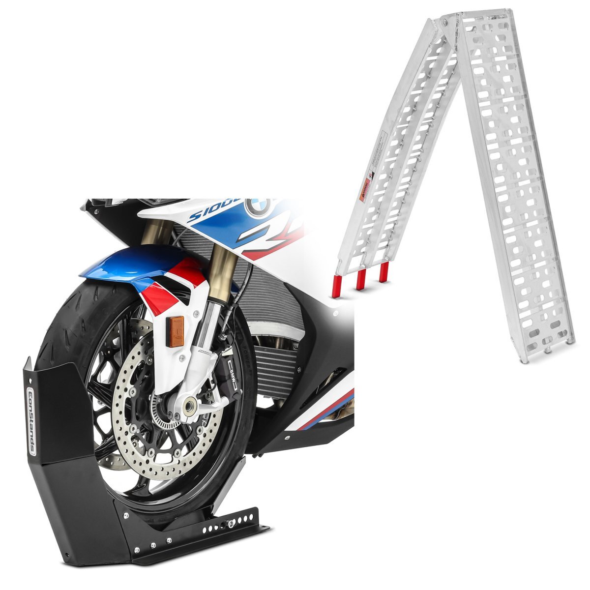 Motorcycle alu loading ramp CS1 set wheel chock Easy Fix