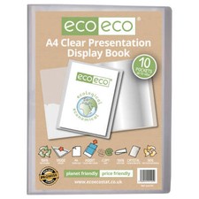 A4 Clear 10 Pocket Presentation Display Book 50% Recycled Storage Portfolio Case
