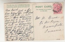 VICTORIA, MOUNT BLACKWOOD cds., 1908 ppc. Roses. to Beaconsfield, Tasmania.