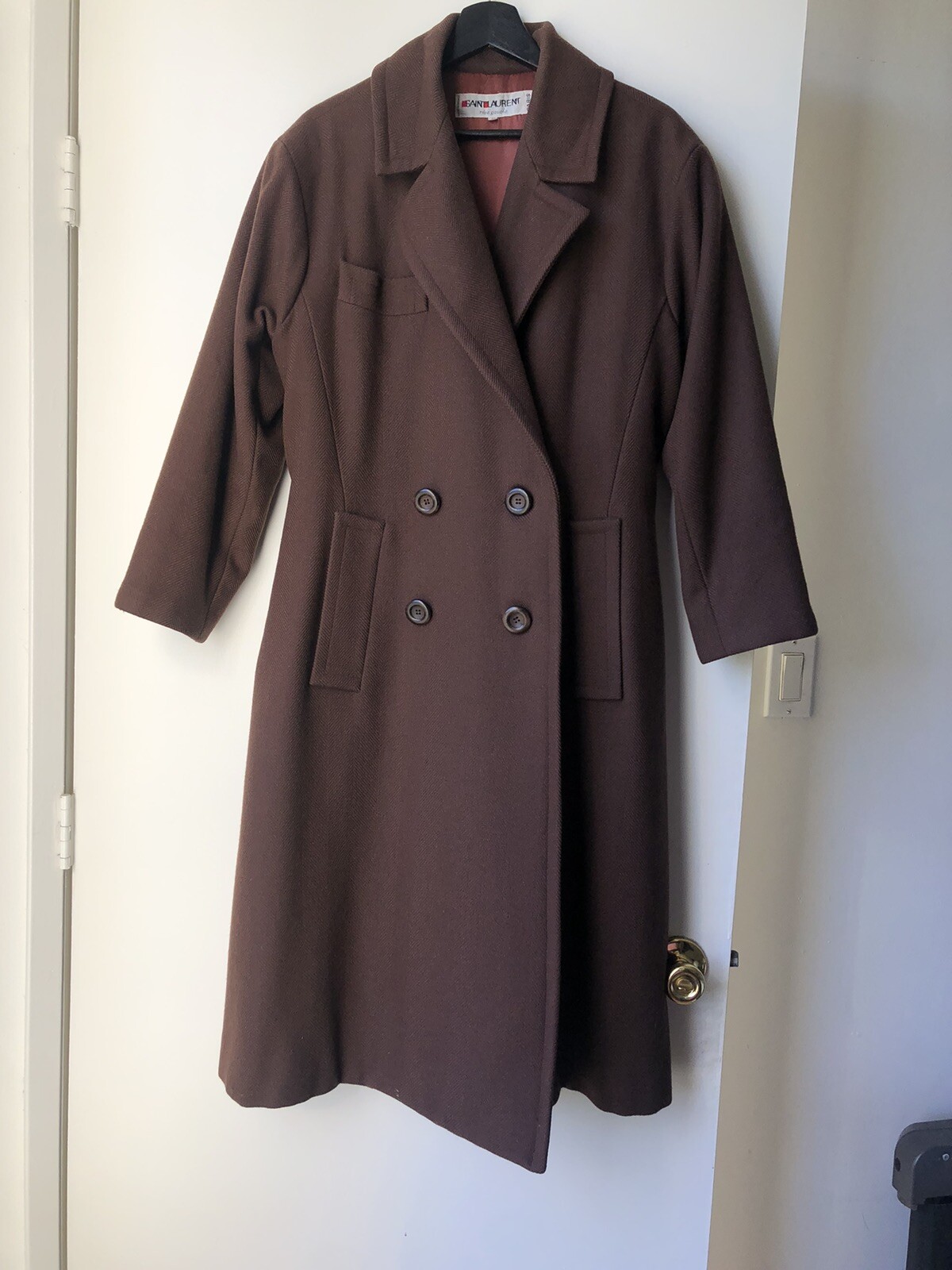 Cappotto vintage Yves Saint Laurent donna lana marrone taglia 40