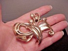 Art Deco Sterling Silver ROSE GOLD Plated Large Brooch Pin & Earrings Set — photo 9