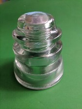 ARMSTRONG CLEAR GLASS INSULATOR- # on side is 18 68:, 4" Tall-Made in the U.S.A.