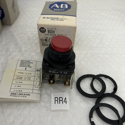 ALLEN BRADLEY 800H-R6  SER. F Push Button Red Cap Fast Shipping! + Warranty