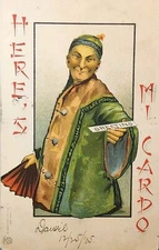 1905 Postcard ~ "Here's Mi Cardo" ~ Chinese Man Greetings P.C. ~ #-4956