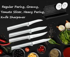 Rada 5 pc Set Regular Paring, Granny, Tomato Slicer, Heavy Duty, Knife Sharpener
