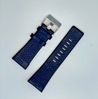 32mm  DIESEL DARK BLUE Leather Watch Strap Band Fits For DZ1114