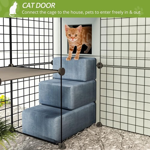 Outdoor Katzenhaus Safe Käfige Gehege mit supergroßer Eingangstür Balkon Werkzeug - Bild 8 von 8