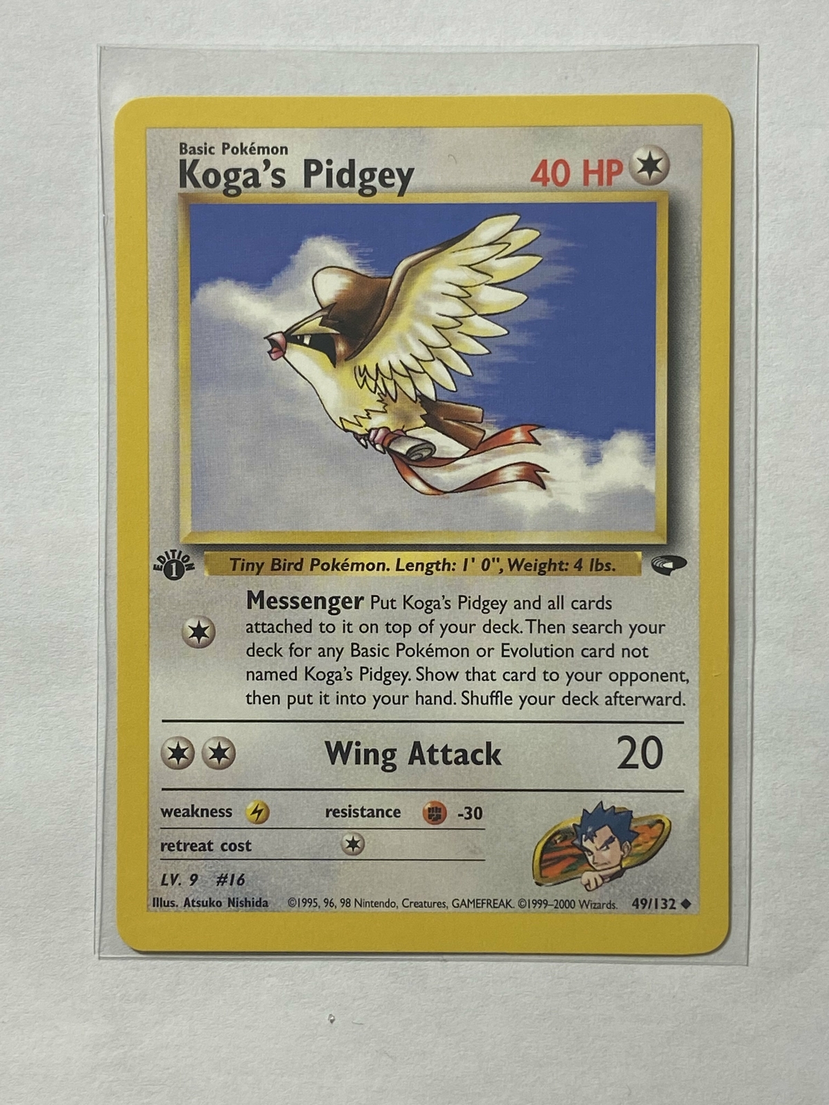 Koga's Pidgey Near mint English 49/132 1st edition Gym Challenge