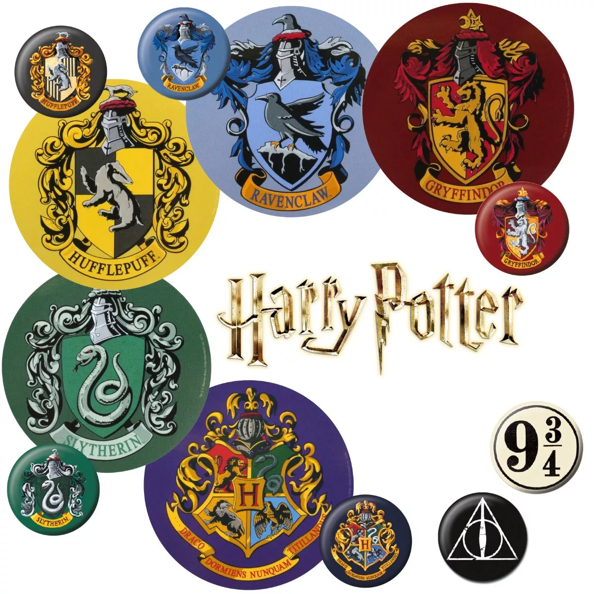 HARRY POTTER Pin Badges OFFICIAL Button Hogwarts Gryffindor Ravenclaw  Hallows UK