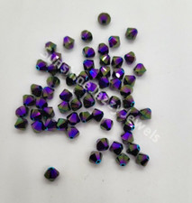 12pc Swarovski Crystal Jet Blue AB 2X 6mm Bicone 5328 Beads