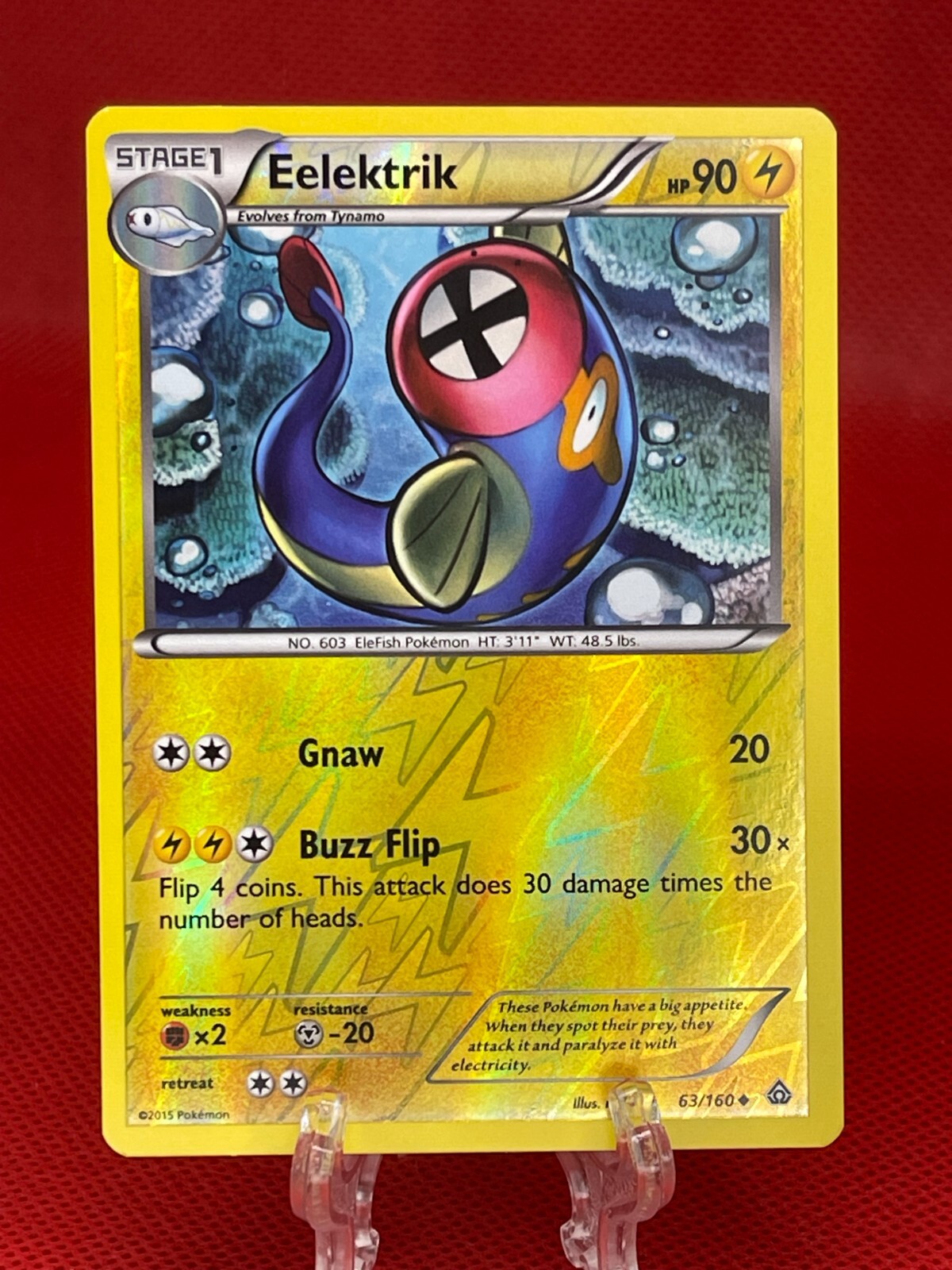 Pokémon TCG Eelektrik 63/160 Reverse Holo XY Primal Clash X&Y English 2015 NM