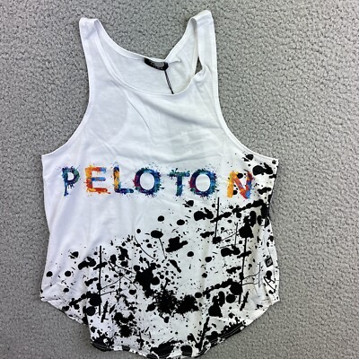 Terez Peloton Womens Active Wear Tank Paint Splatter White Colorful Sz XS NWT