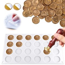 24-Cavity Silicone Mat Pad for Wax Seal Stamp with 60 Removable Sticky Dots