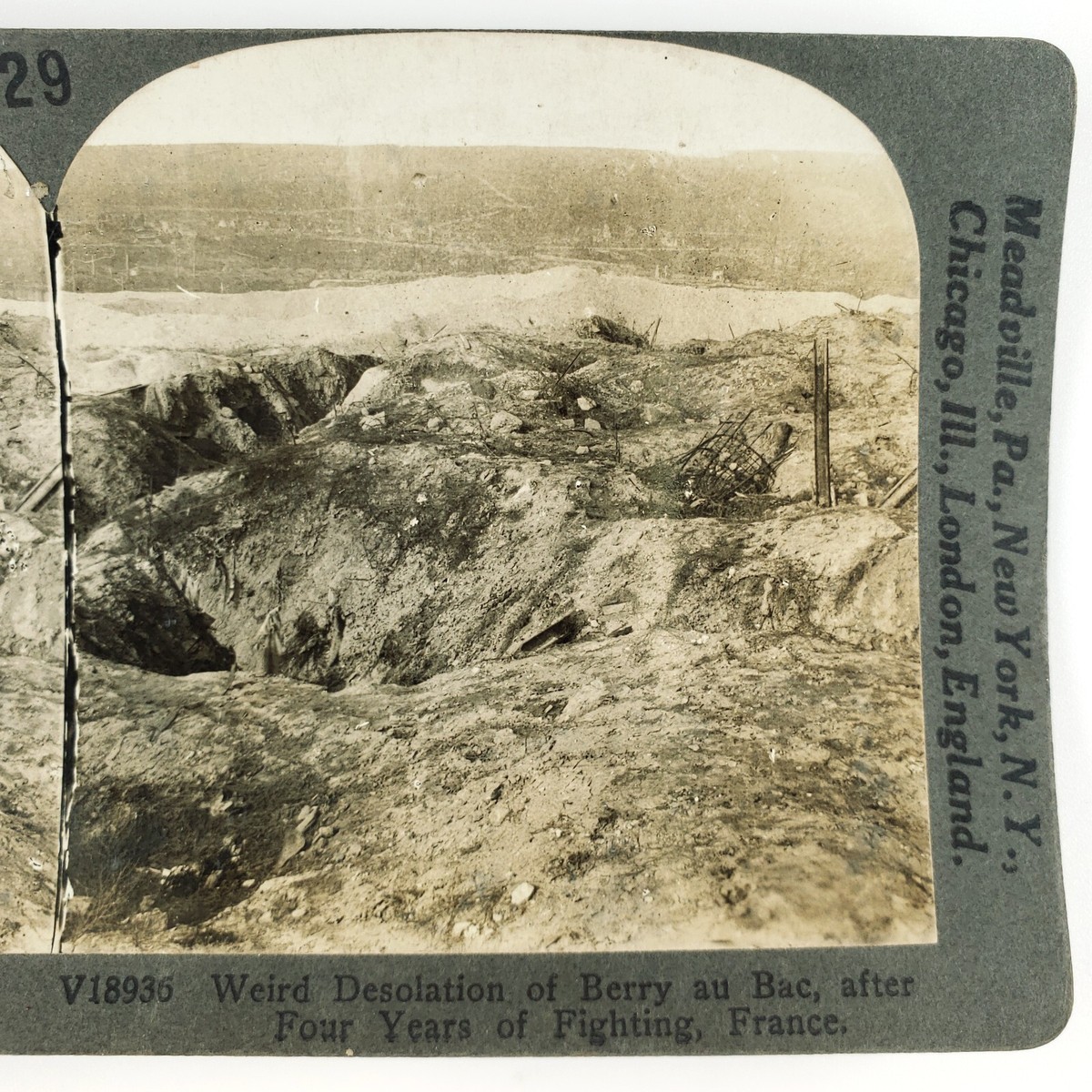 Berry-au-Bac France Battle Ruins Stereoview c1918 Keystone WW1