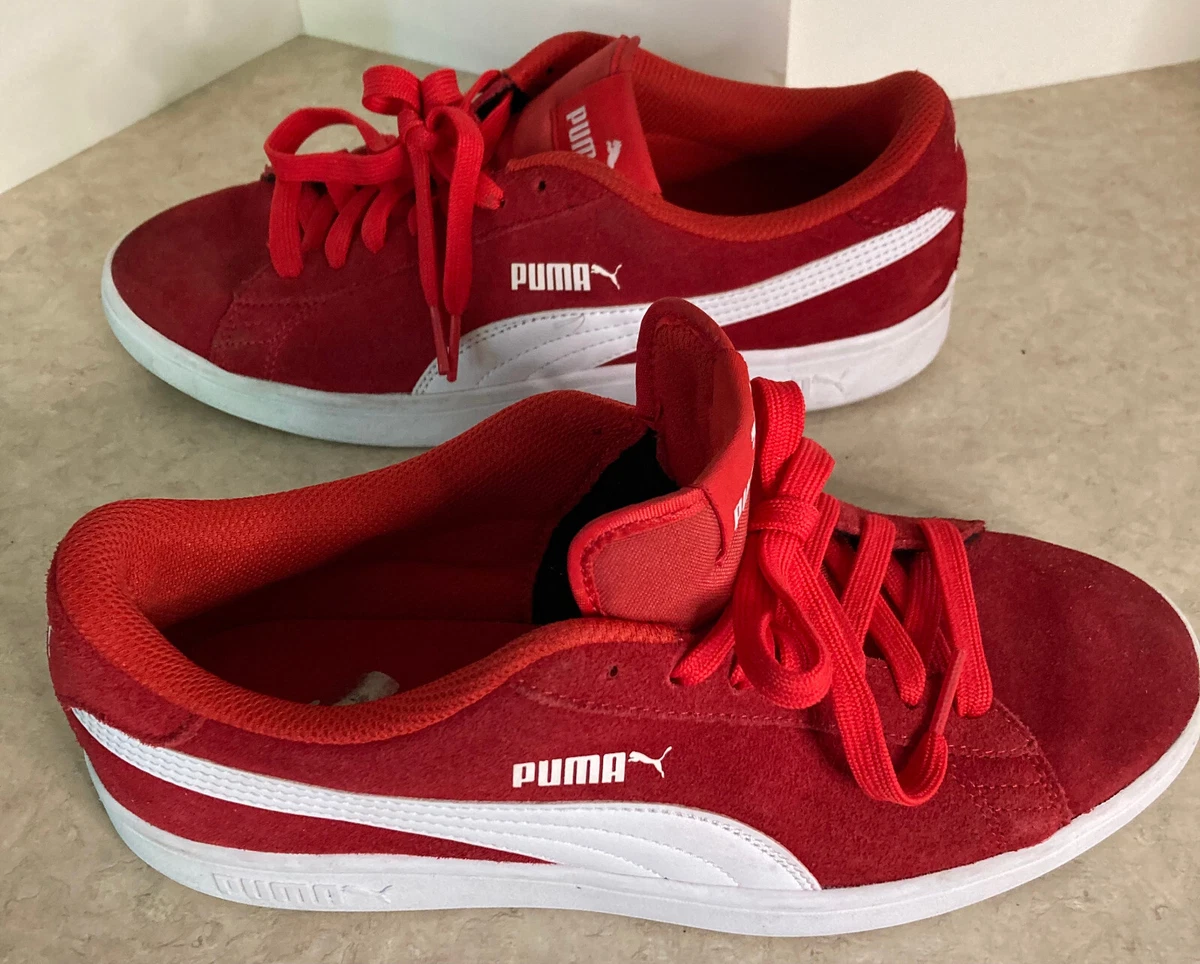 Red suede sales pumas women's