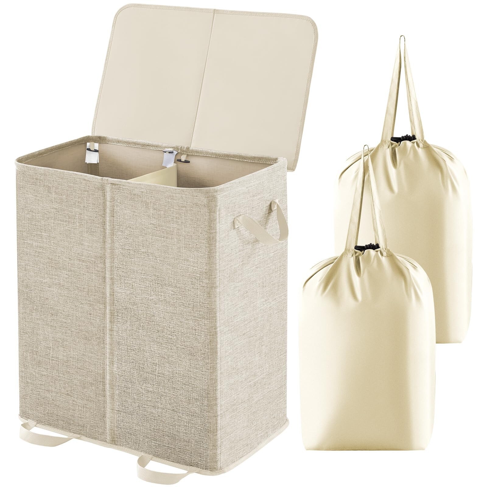 Lifewit Double Laundry Hamper with Lid and Removable Bags, Large Collapsible Design