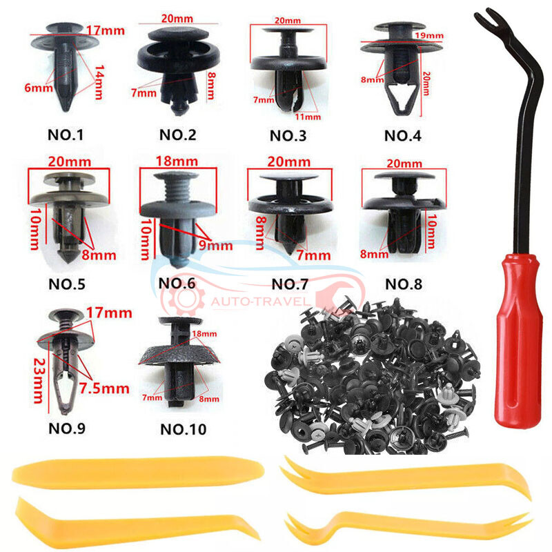100-Piece Car Bumper Clips Set with Fender Trim Fasteners and 5 DIY Tools  