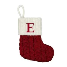 Knit Monogram LETTER  E  MINI 7" Christmas Stocking Red Wonder shop Home Décor