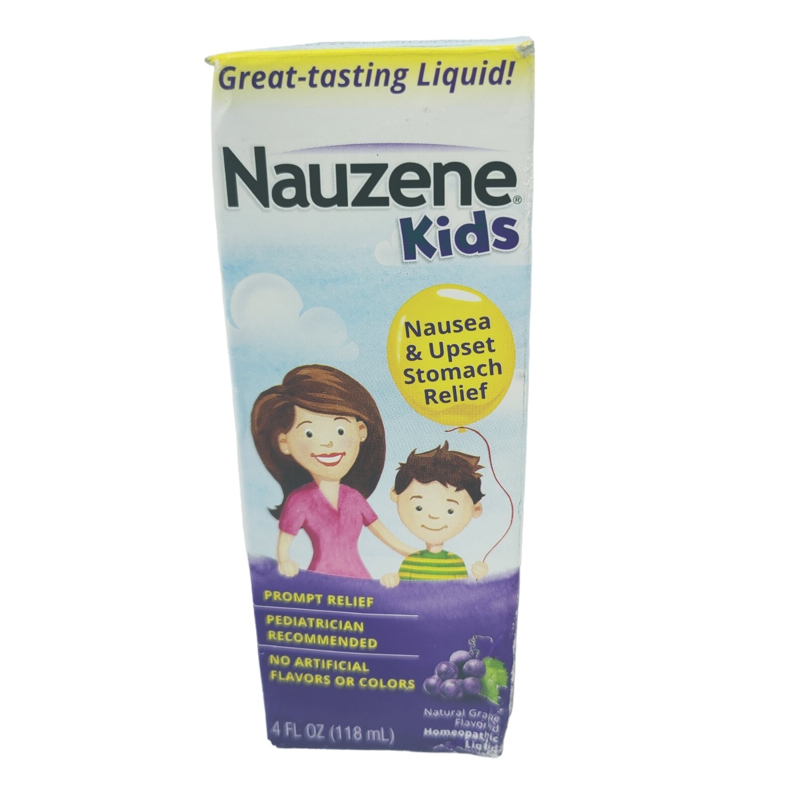 Nauzene Kids Nausea & Upset Stomach Relief Liquid Grape Flavor 4 Oz Exp