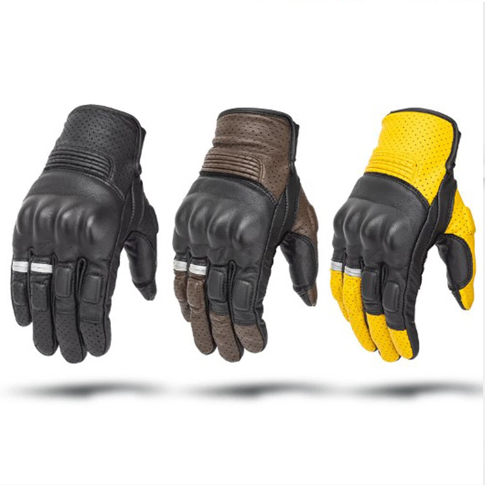 Retro Leather Guantes Moto Goat Leather Waterproof and windproof leather gloves