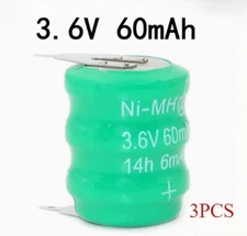 3 Pack 3.6v Replacement Battery for old 60mAh NiCd CMOS Rechargeable Batteries