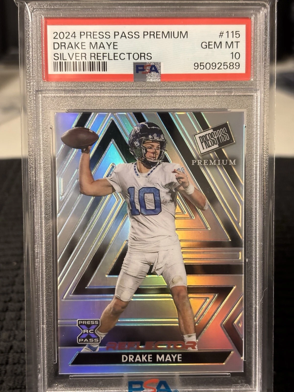 Drake Maye Leaf Press Pass Premium #115 Silver Reflectors