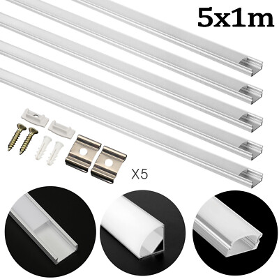 5m LED Profil Aluprofil Alu Schiene Leiste Profile für LED-Streifen Eloxiert DE