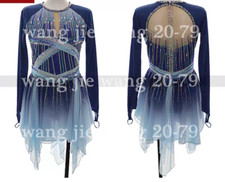New Ice Figure Skating Dress Figure Skating Dress For Competition blue dyeing