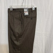 NWT Perry Ellis Neo Luxe Men’s Flat From Dress Pants 40/30 Chocolate Herringbone