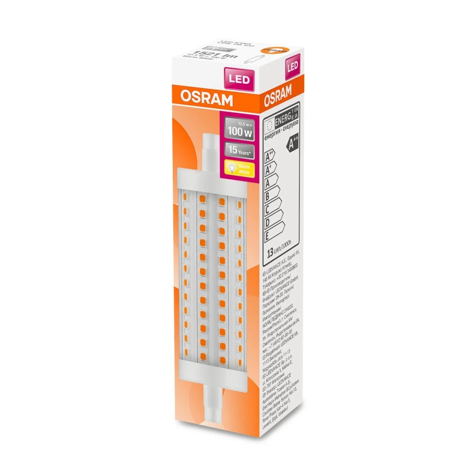 9 x Osram LED Leuchtmittel 118mm Stab 12,5W =100W R7s klar 1521lm warmweiß 2700K - Bild 4 von 4