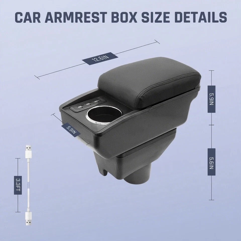 Caja reposabrazos de doble capa para Toyota Vios Yaris sedán 2014-2018 con 6 puertos USB Foto 3 de 4