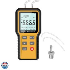 Manometer, Professional Air Pressure Meter, Dual-Port HVAC Digital Manometer ...