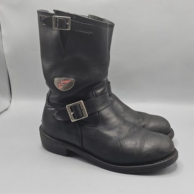 Red Wing 968 Engineer Boots Men's US 10 D Black Leather Motorcycle Riding Buckle