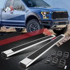 5" SS Flat Running Board Side Step Bar for 15-24 Ford F150-F350 Super/Ext Cab