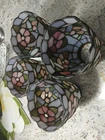 VTG TIFFANY STYLE GLASS LAMP SHADE 5'' TALLX 4" WIDE- 4pcs