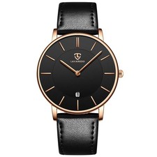 BEN NEVIS Herrenuhr Flach Analog Quarz Lederarmband Kalender 3 ATM NEU