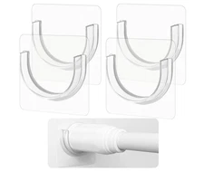 4Pack Shower Rod Holder with Strong Adhesive,No Drilling Shower Curtain Rod Hold