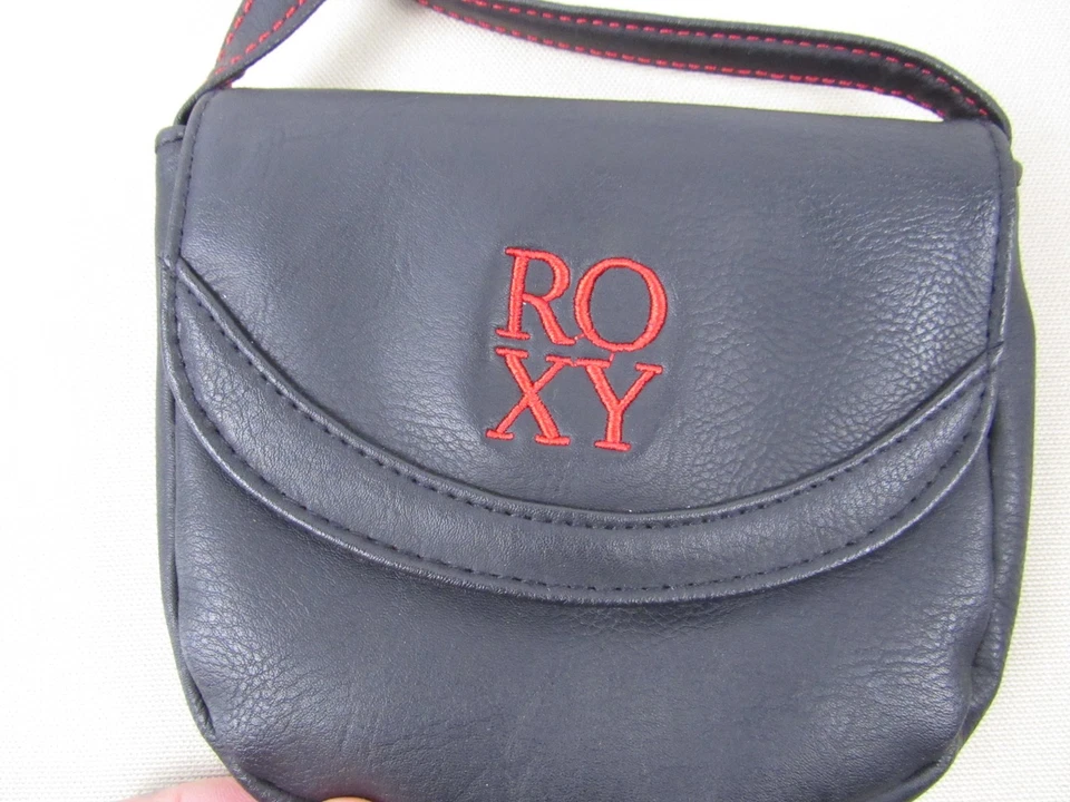 Bolso de Hombro Pequeño Roxy Vintage Y2K Imitación Cuero Negro Logo Bordado Foto 3 de 4