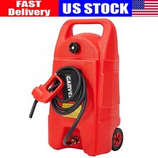 15 Gallon Fuel Caddy Portable Gas Storage Tank Container with Manual Pump Wheels