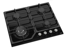 Ferre SA025 Black Glass Hob 60cm 4 Burner with Cast iron supports 