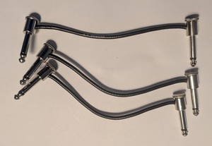 George L's .155  Patch Cables .155 Black  right angle no solder plugs set of 3